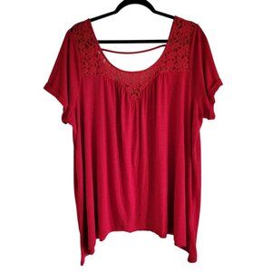 2 for $30 Torrid Ruffle Sleeve Top‎ Women's 2X Red Strappy Boho Stretchy